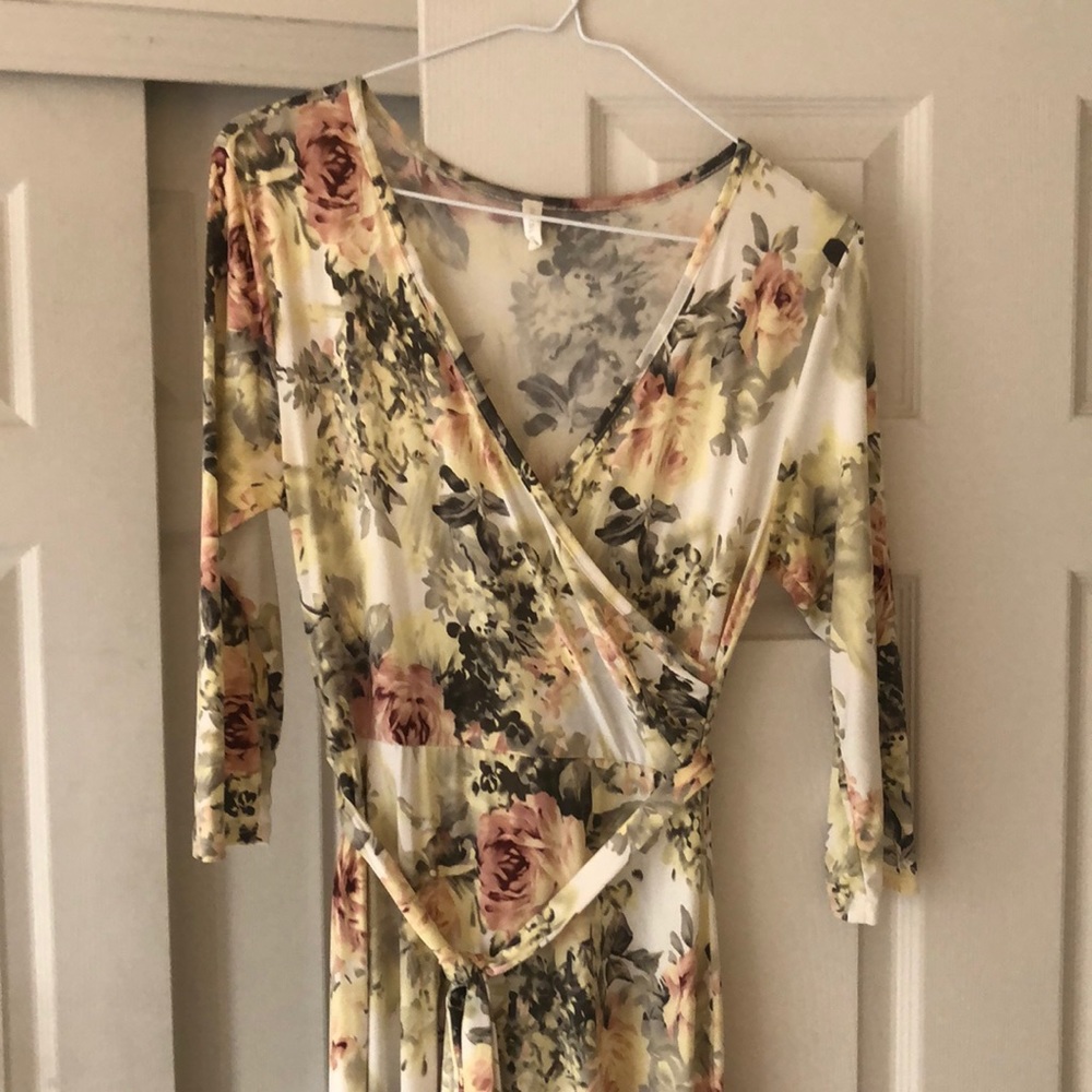 Pinkblush Ivory Floral Wrap Maternity Maxi Dress